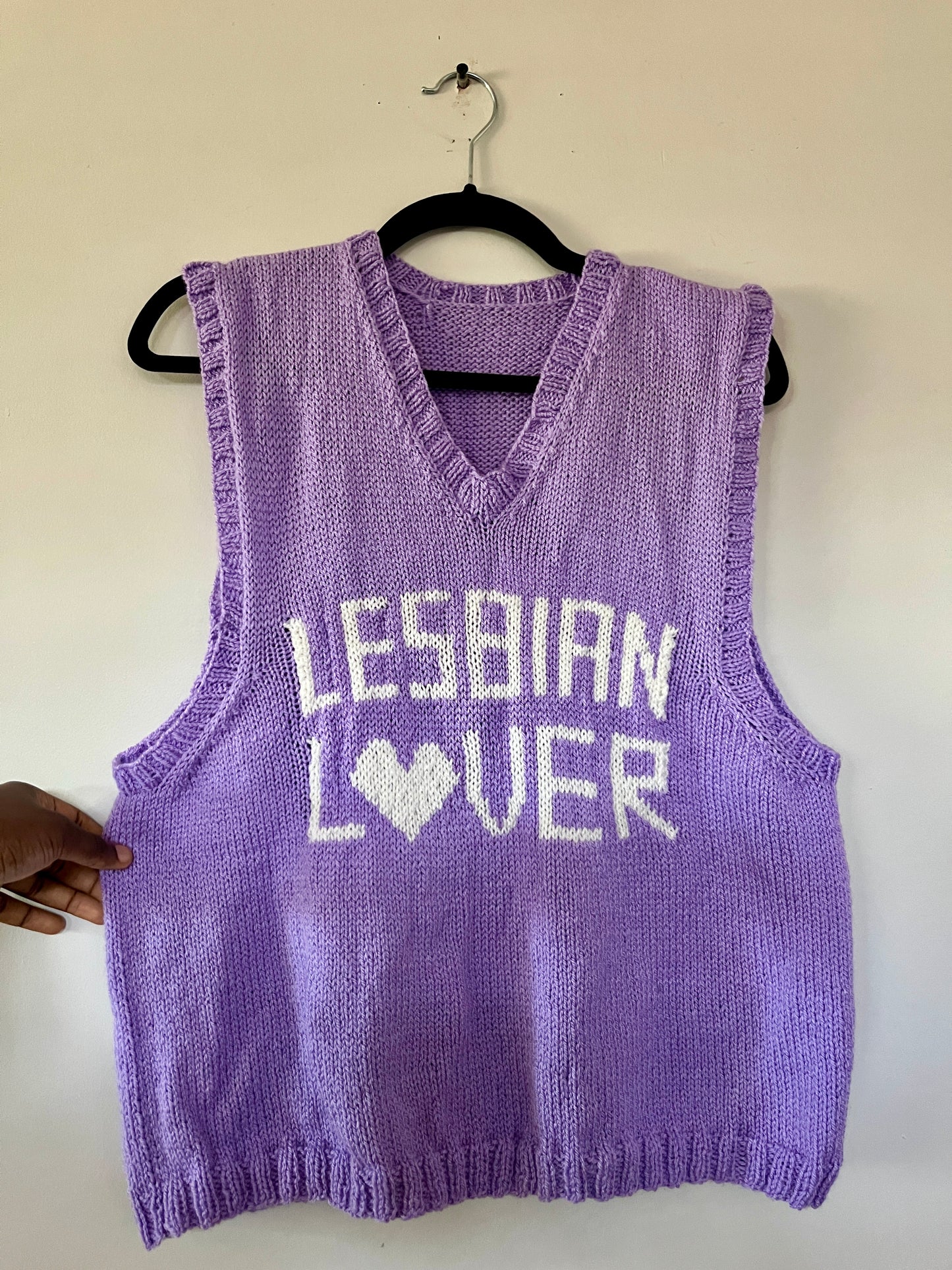 Lesbian lover vest - lavender/cream